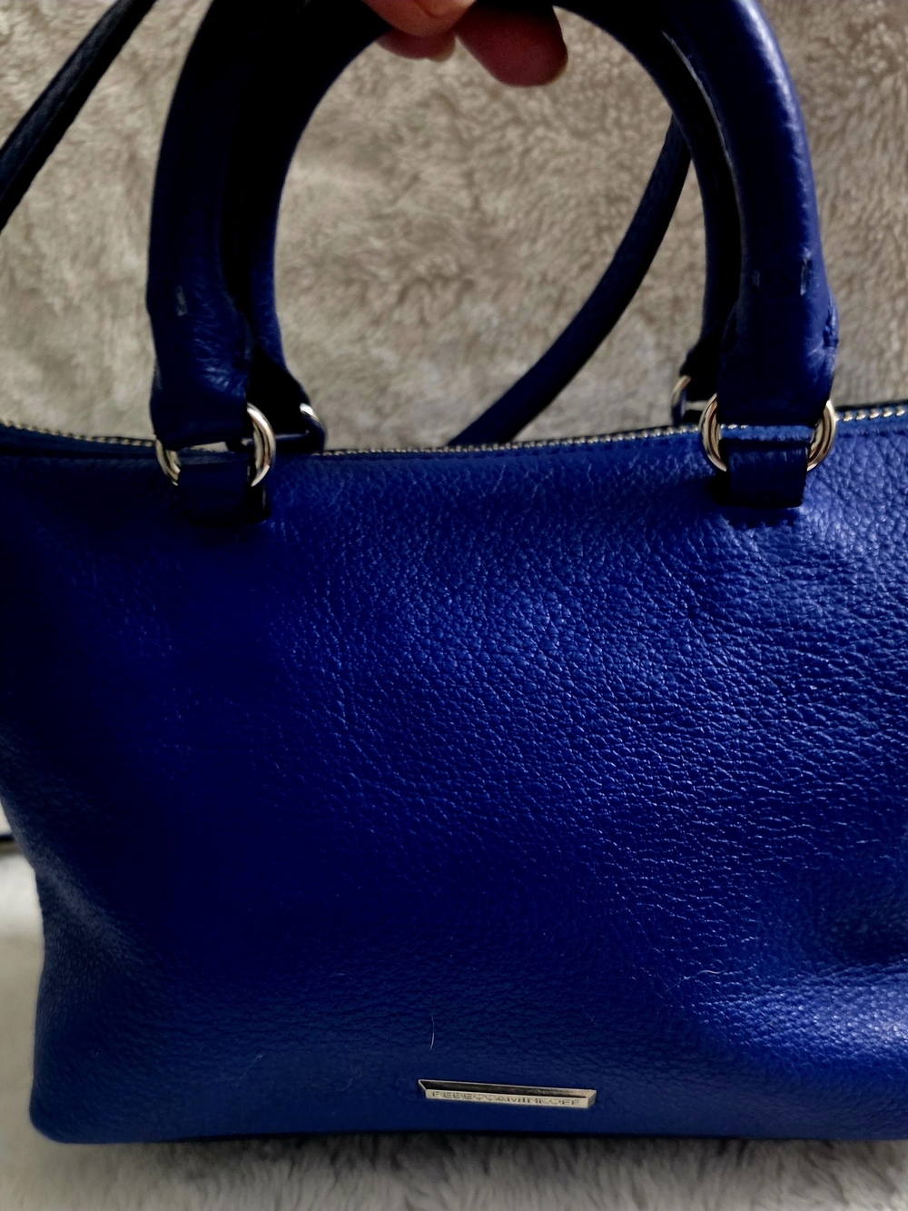 Rebecca Minkoff Cobalt Blue & Silver Micro Moto Satchel & Crossbody Purse Bag - Picture 4 of 16